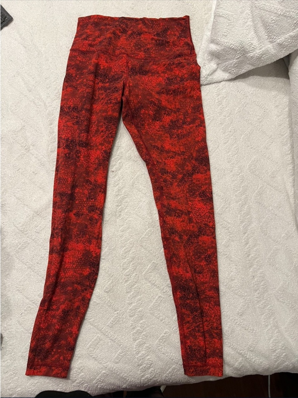 lululemon athletica Red Patterned Waistband Leggings
